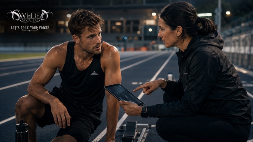 Illustration of a professional athlete with his coach